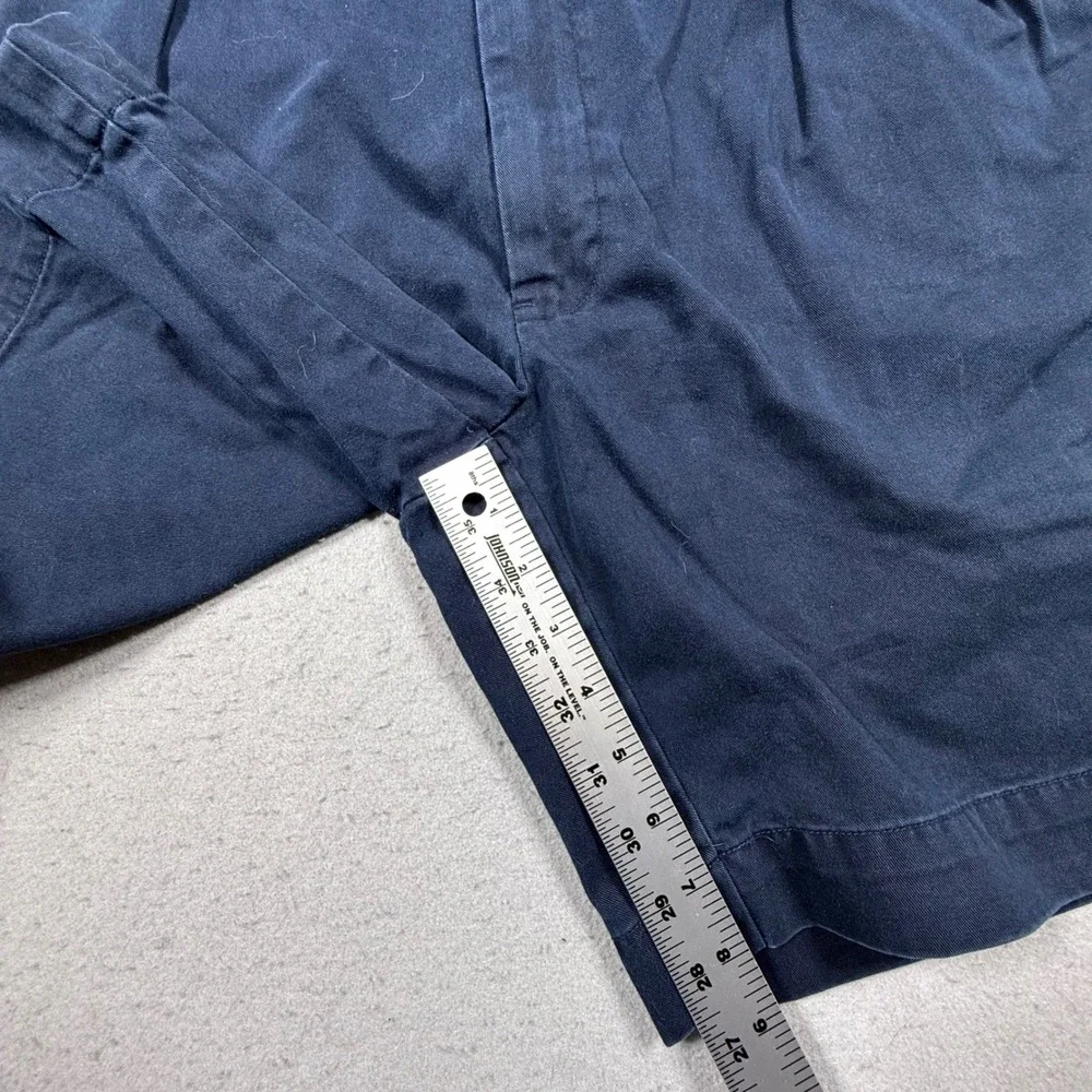 Polo Ralph Lauren Mens Navy Blue Pleated Chino Shorts 36 Cotton Classic Fit